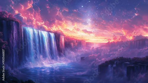 Wallpaper Mural waterfall in the night Torontodigital.ca