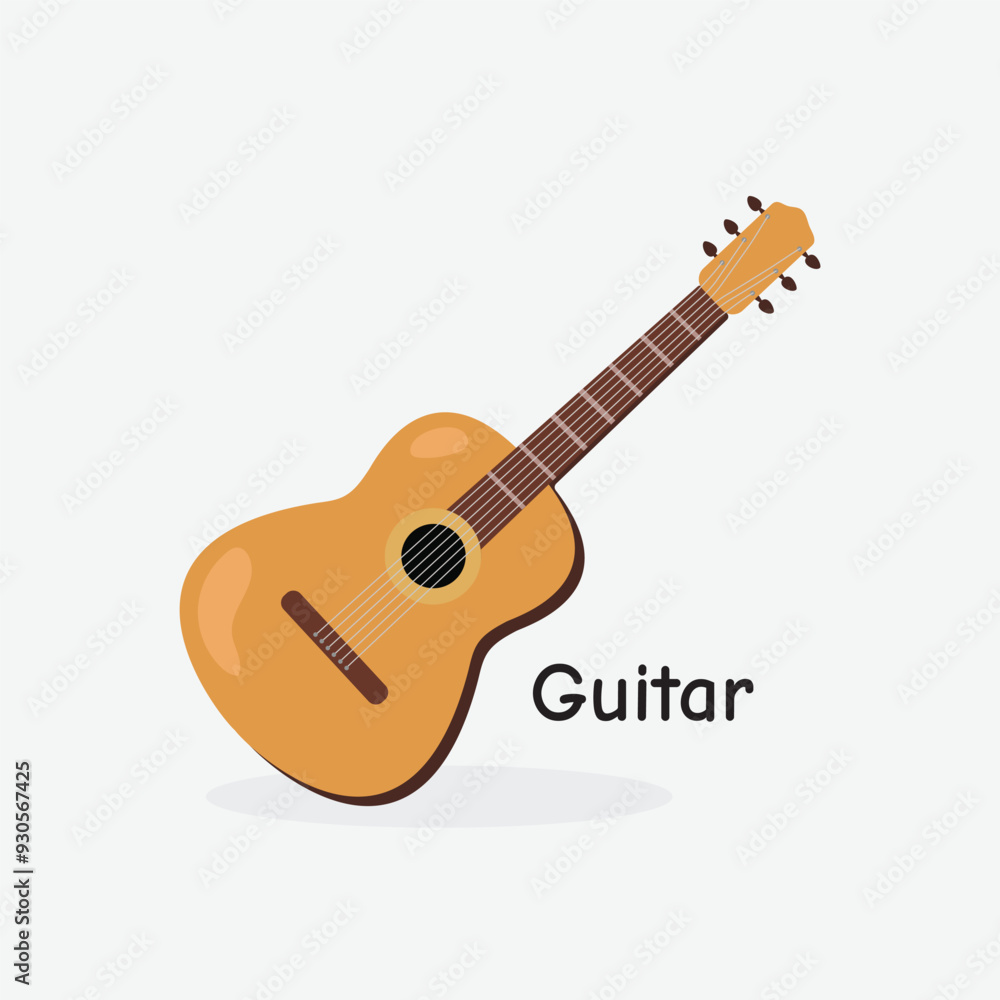 Fototapeta premium Guitar Vector Illustration: Acoustic String Musical Instrument
