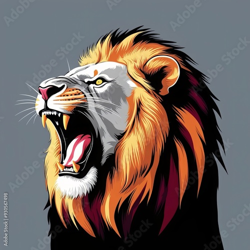 Wallpaper Mural Illustration of a roaring lion Torontodigital.ca