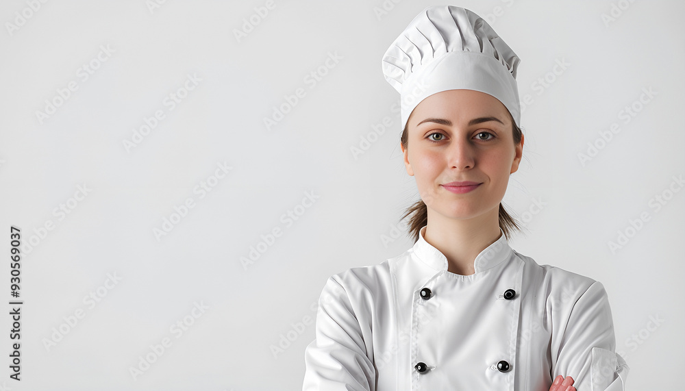 Portrait of female chef isolated on white Portrait of female chef isolated on white