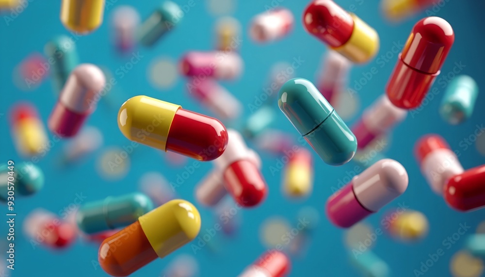 Multicolored Pharmaceutical Pills and Capsules - Opioids, Vitamins, and Medicines Representing Healthcare Diversity Multicolored Pharmaceutical Pills and Capsules - Opioids, Vitamins, and Medicines Representing Healthcare Diversity