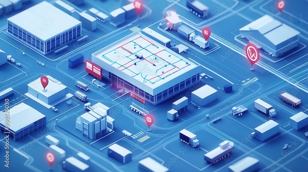Digital city representation with location markers, buildings, and infrastructure. Perfect for technology and logistics concepts. Digital city representation with location markers, buildings, and infrastructure. Perfect for technology and logistics concepts.