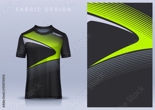 Fabric textile design for Sport t-shirt, Soccer jersey mockup for football club. uniform front view. 