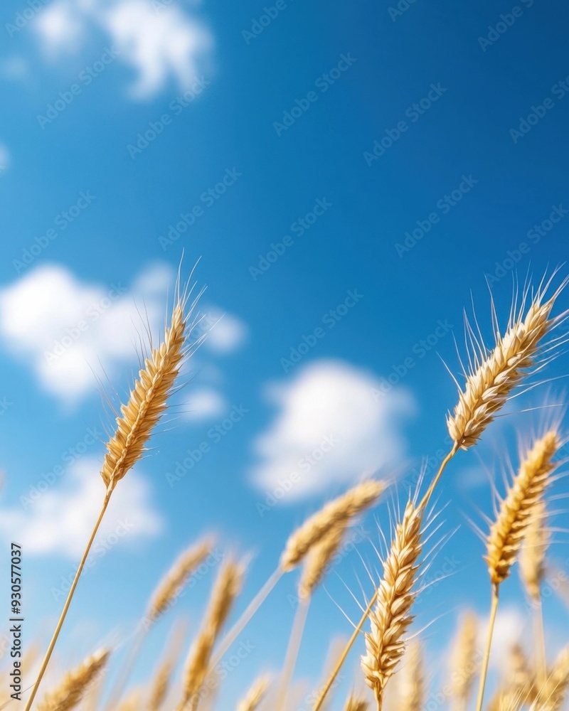 A beautiful field of wheat swaying gently under a clear blue sky with fluffy clouds, symbolizing nature and abundance. A beautiful field of wheat swaying gently under a clear blue sky with fluffy clouds, symbolizing nature and abundance.