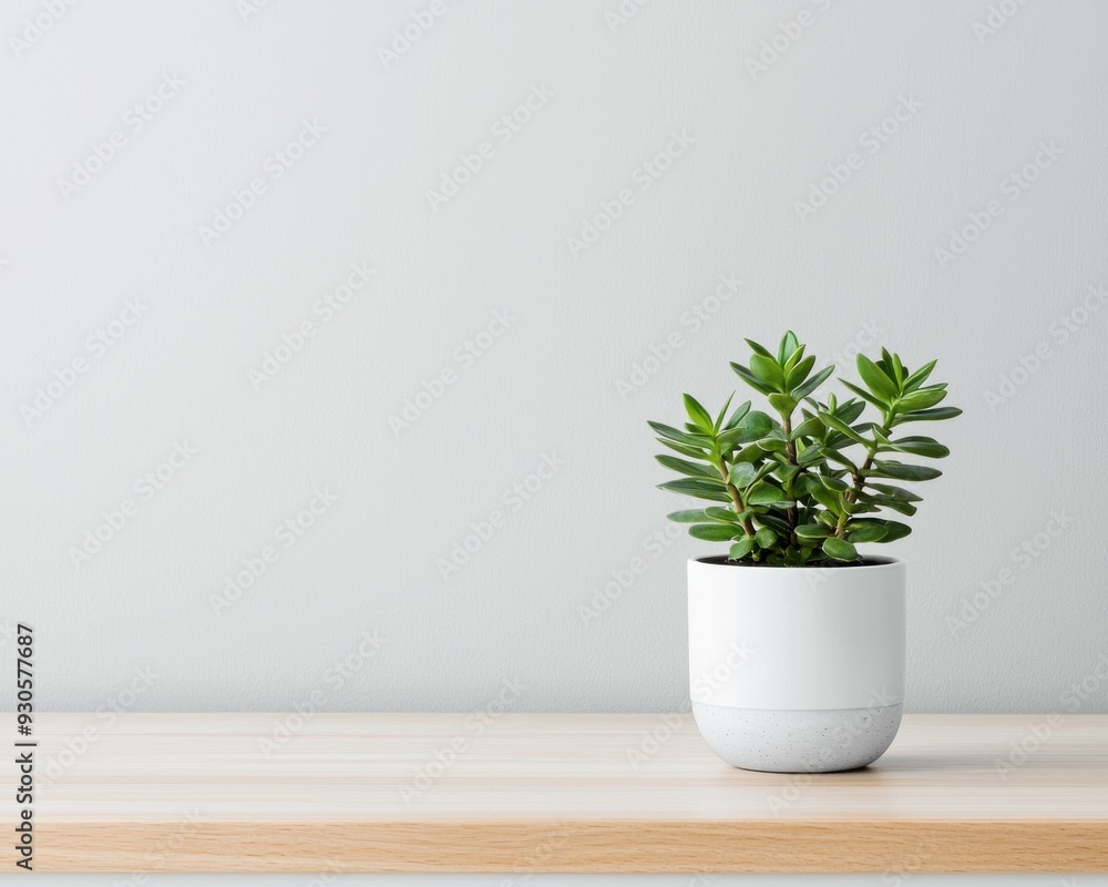 A minimalist potted plant on a wooden table against a neutral wall, adding a touch of nature and tranquility to any space. A minimalist potted plant on a wooden table against a neutral wall, adding a touch of nature and tranquility to any space.