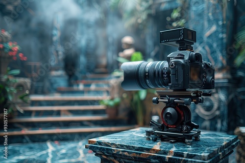 Professional Camera Setup in an Artistic Setting photo