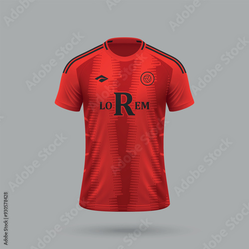 3d realistic soccer jersey in Bayern Munich style, football shirt template