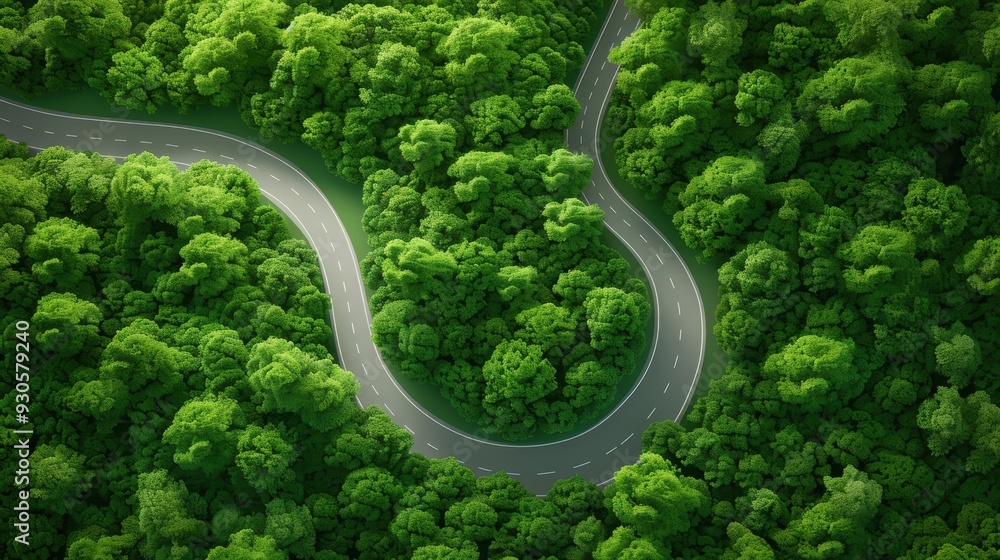 Aerial view of a winding road through lush green trees, showcasing the beauty of nature and serene landscapes. Aerial view of a winding road through lush green trees, showcasing the beauty of nature and serene landscapes.