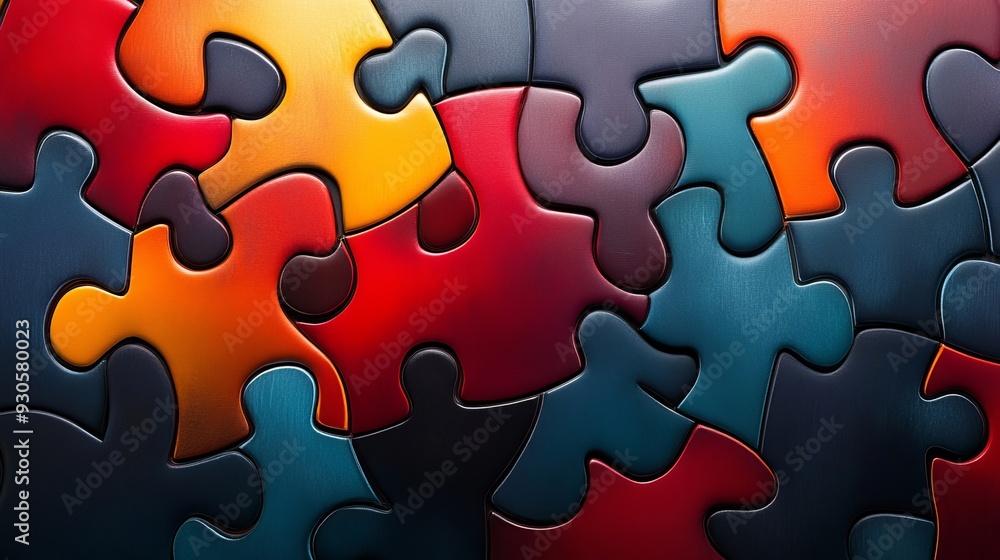 Obraz premium Colorful Puzzle Pieces Interlocking