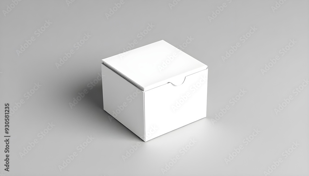 White Cardboard Box with a Lid and a Slightly Open Flap White Cardboard Box with a Lid and a Slightly Open Flap