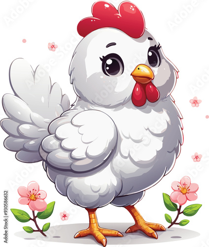 Cute Chicken vector cartoon illustration