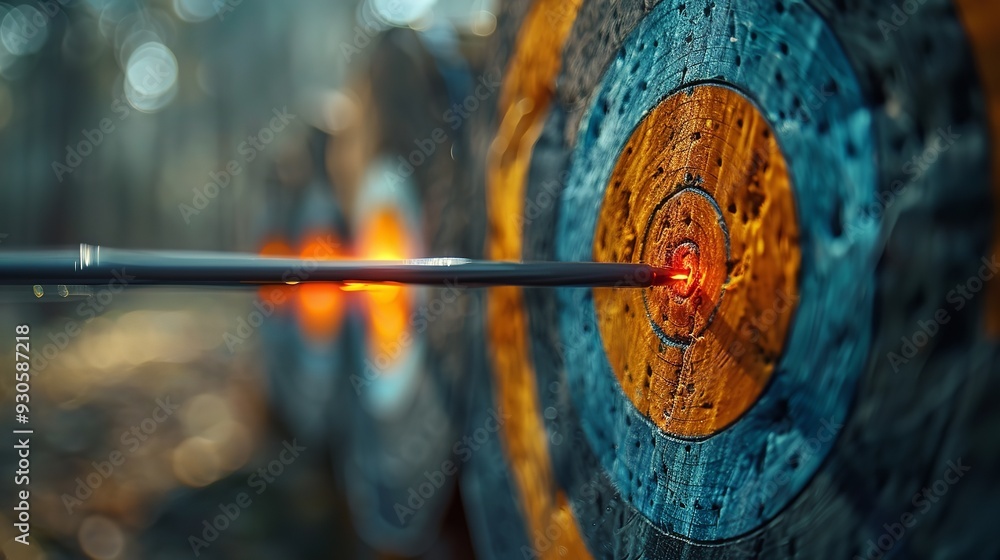 Row of circular archery targets: precision in aiming, hitting the center, and achieving goals in competition or sport. Row of circular archery targets: precision in aiming, hitting the center, and achieving goals in competition or sport.