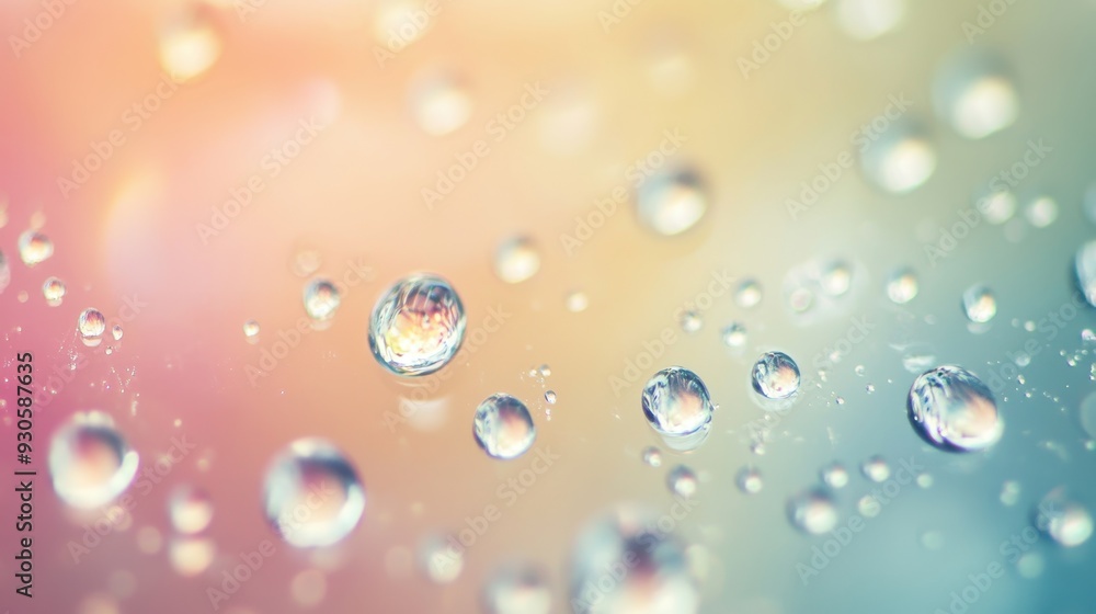Close-up of water droplets on a colorful background, creating a soft, dreamy effect. Close-up of water droplets on a colorful background, creating a soft, dreamy effect.