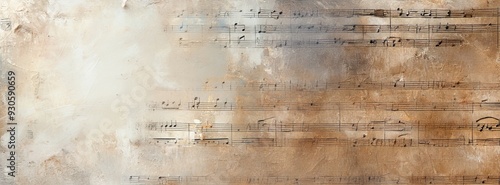 Vintage Sheet Music on a Distressed Background with Earthy Tones