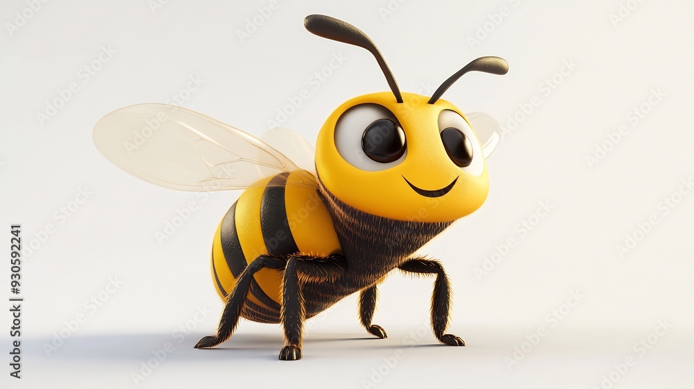 Cheerful Cartoon Bee with Big Eyes Cheerful Cartoon Bee with Big Eyes