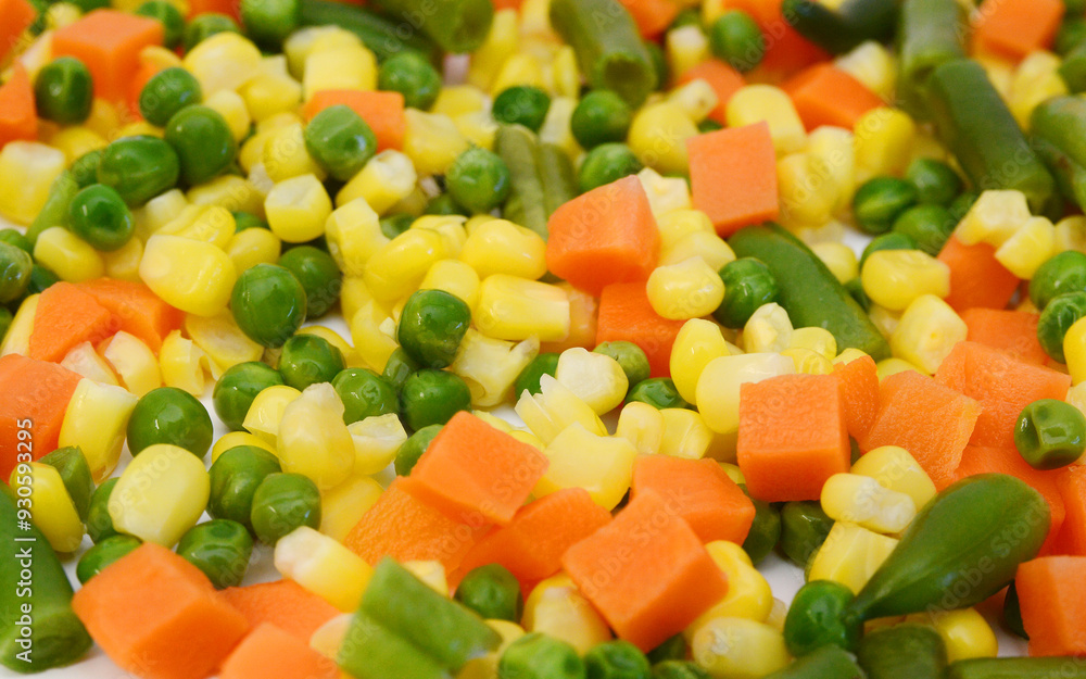 Fresh mixed vegetables on white. Golden mix. Fresh mixed vegetables on white. Golden mix.