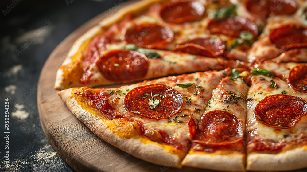 pizza with salami and cheese on wooden table pizza with salami and cheese on wooden table