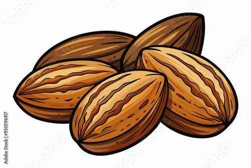 hand drawing style almonds nuts icon vector illustration.