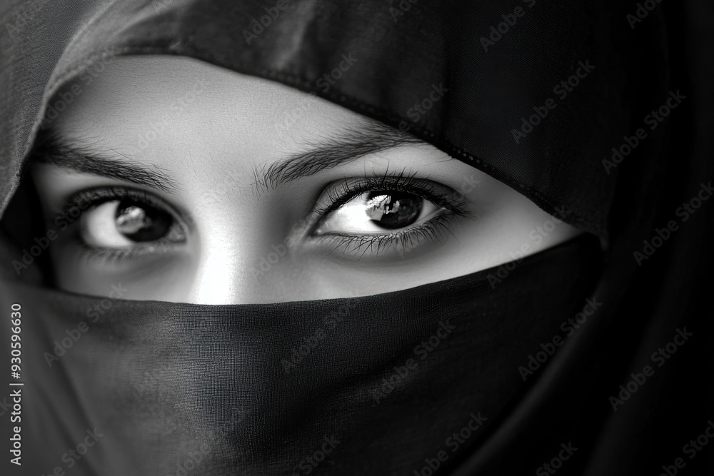 Naklejka premium Mesmerizing gaze of woman in traditional hijab