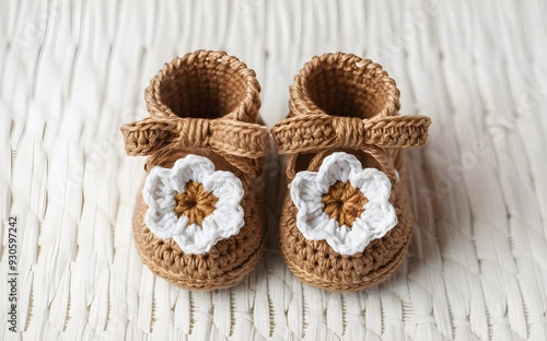 Charming Crochet Flower Booties for Baby Girls, Ideal for Newborn Milestone Photos