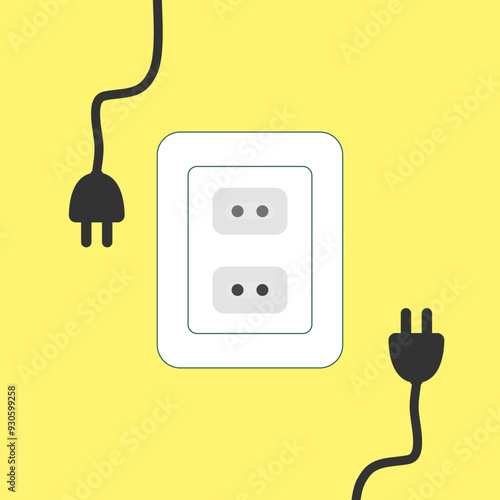 Electrical Outlet Sockets and Plugs.Electric extension cable.