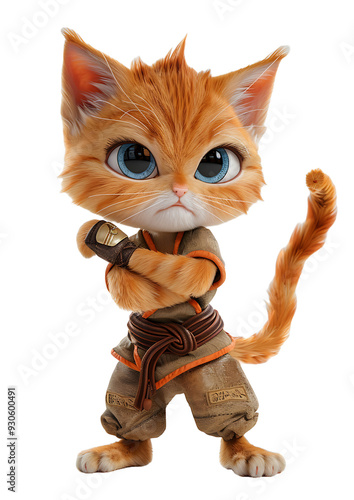 Orange tabby boxing translucent background. photo