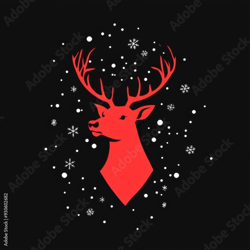 christmas reindeer with red ribbon