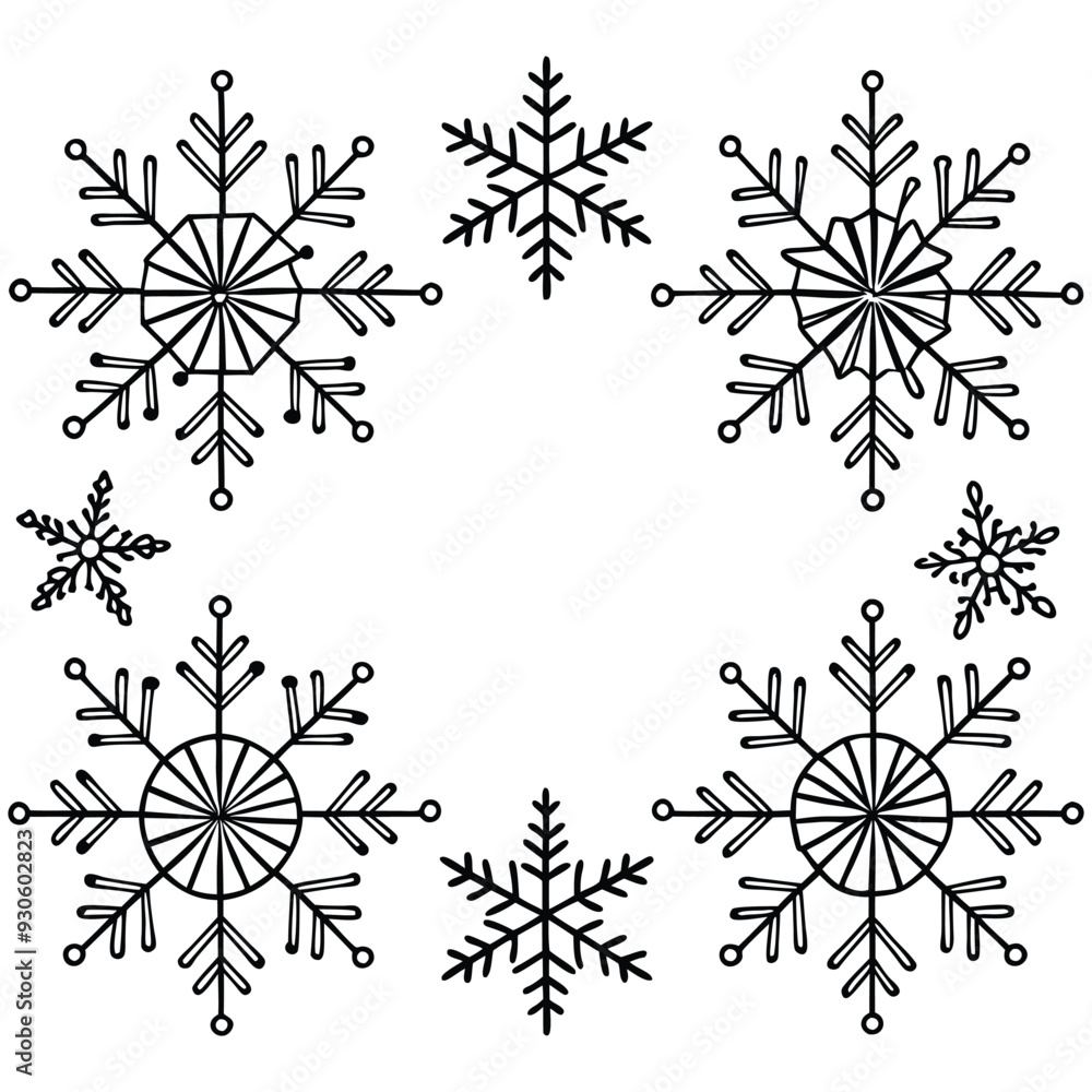 Obraz premium Snowflakes white winter background with snowflake