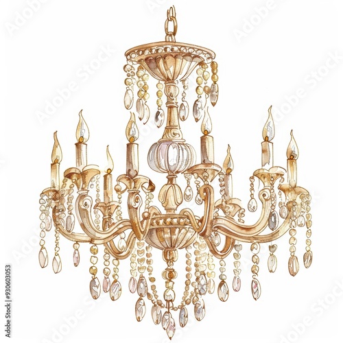 Wallpaper Mural Elegant chandelier showcasing intricate design and sparkling crystals, perfect for adding luxury to any interior space. Torontodigital.ca