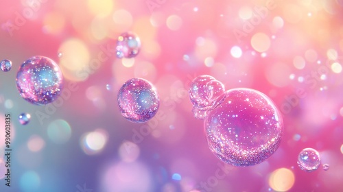 Shimmering Bubbles in a Dreamy Pink and Blue Background