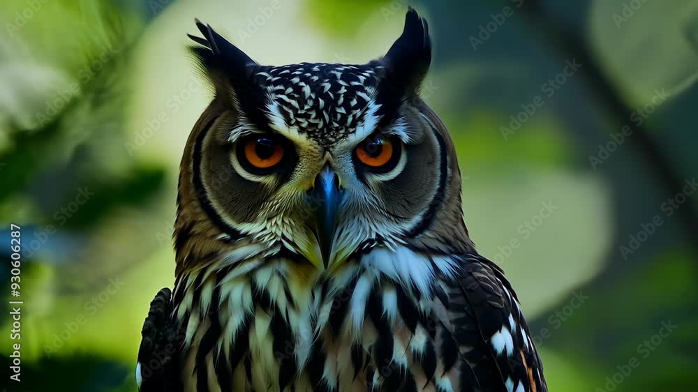 Owl perched silently in a forest during twilight Owl perched silently in a forest during twilight