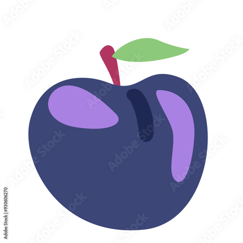 Plum doodle vector illustration isolated on white.
