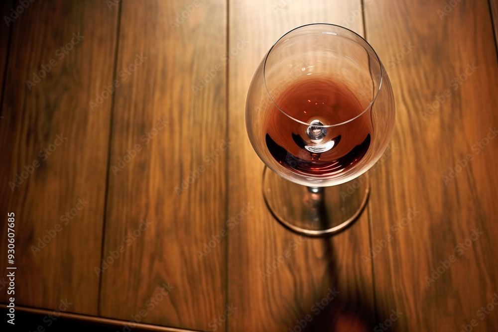 Wooden backdrop with an empty crystal goblet resting on its surface. Wooden backdrop with an empty crystal goblet resting on its surface.