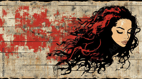 Wallpaper Mural Woman's Head with Flowing Hair Graffiti Art Torontodigital.ca