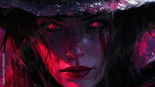 close-up portrait of a witch - dark coven crones - 12 of 13 - digital illustration, created with generative ai photo