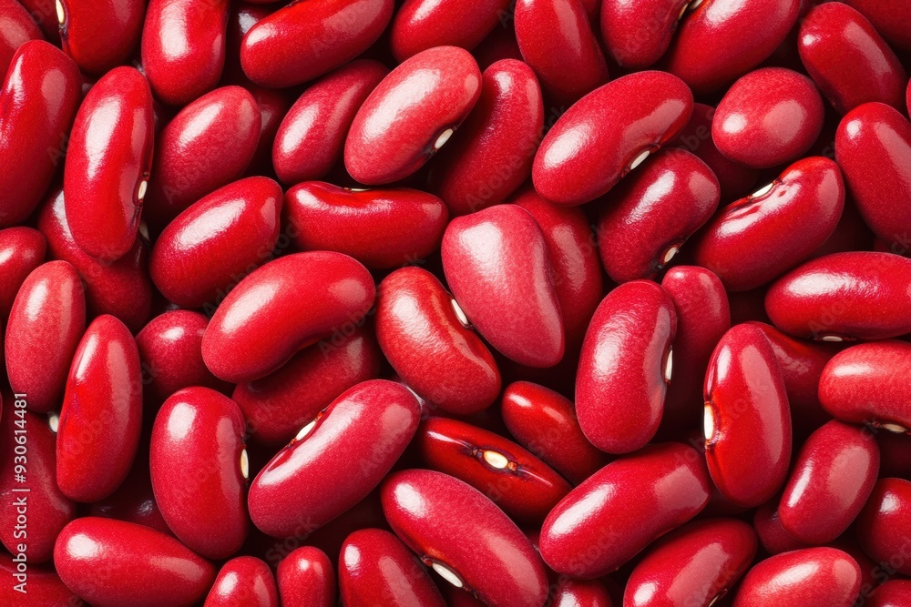 Close-up of shiny red kidney beans texture Close-up of shiny red kidney beans texture