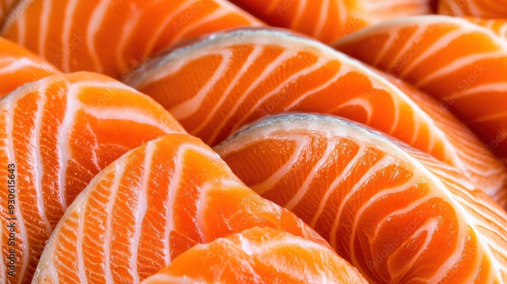 Fresh salmon sashimi slices closeup Fresh salmon sashimi slices closeup