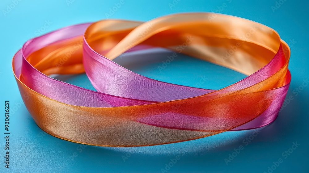 Intertwined shimmering ribbon forming an abstract shape Intertwined shimmering ribbon forming an abstract shape