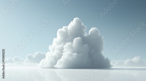 A fluffy cloud floating in a serene sky, creating a tranquil atmosphere.