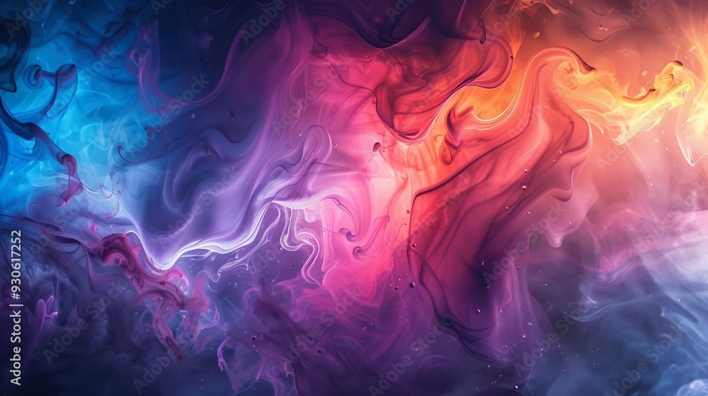 Vibrant Abstract Background with Organic Forms. Liquid or Smoke Wallpaper