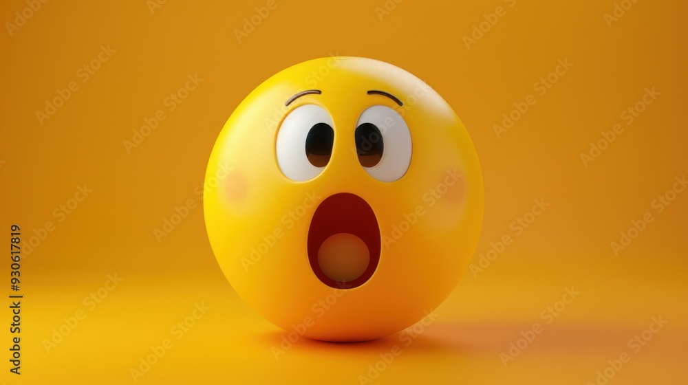 Surprised Emoji on Yellow Background Surprised Emoji on Yellow Background