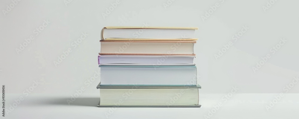 Stack of hardcover books on white background, 4K hyperrealistic photo Stack of hardcover books on white background, 4K hyperrealistic photo