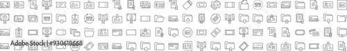 Documents Line Icon Set. Contains Icons of Documents, Cards, Awards, Folders, Badges that Can Be Used for Design of Cards, Posts, Apps, Web Sites