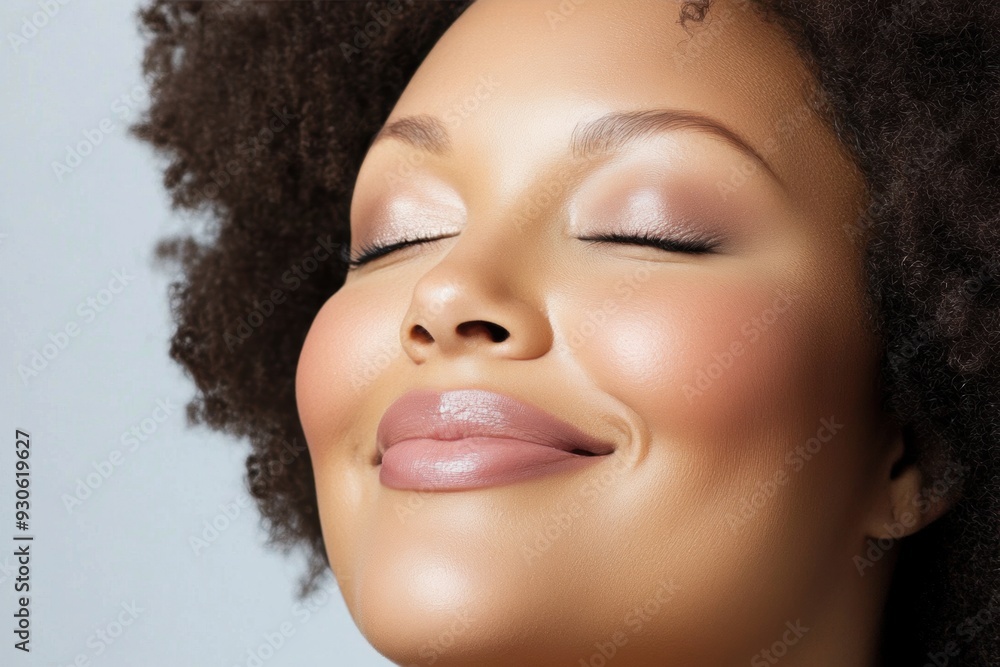 Serene beauty portrait of smiling young woman with flawless skin Serene beauty portrait of smiling young woman with flawless skin