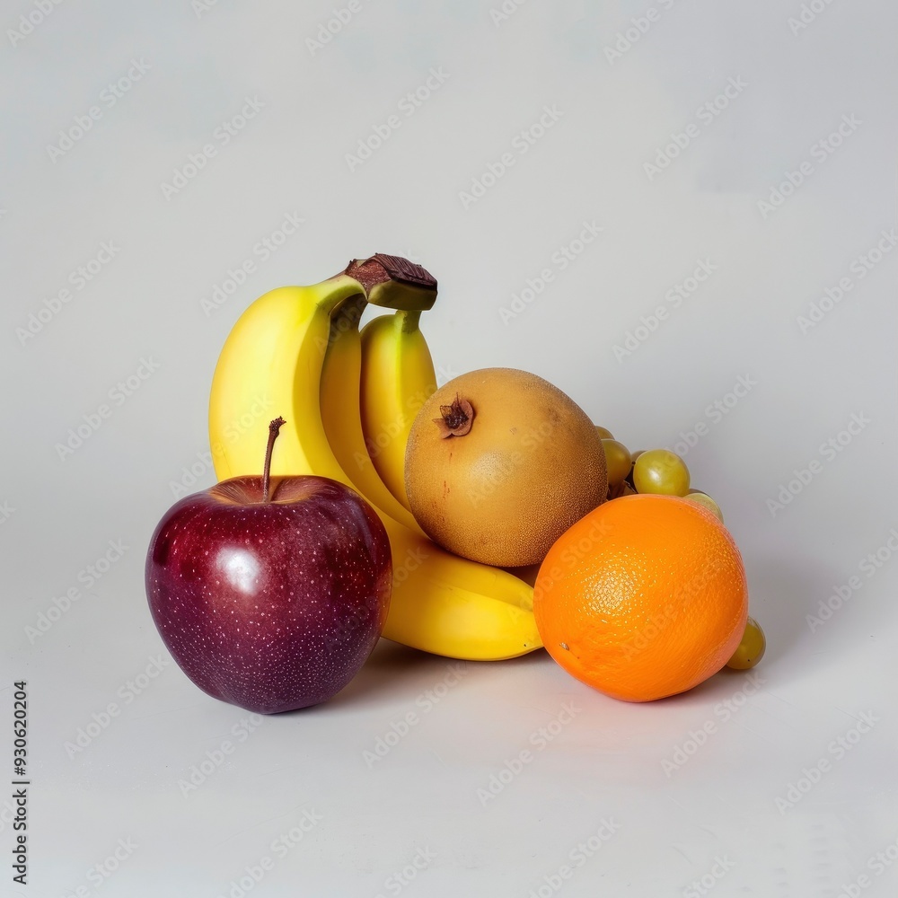 simple still life photo of fruit on white backgroun --style raw, generative ai