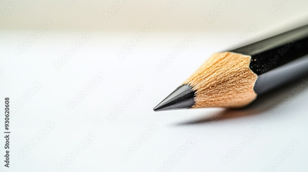 Closeup of a sharp graphite pencil on white notebook paper, symbolizing The National Day of Knowledge or International Literacy Day. Closeup of a sharp graphite pencil on white notebook paper, symbolizing The National Day of Knowledge or International Literacy Day.