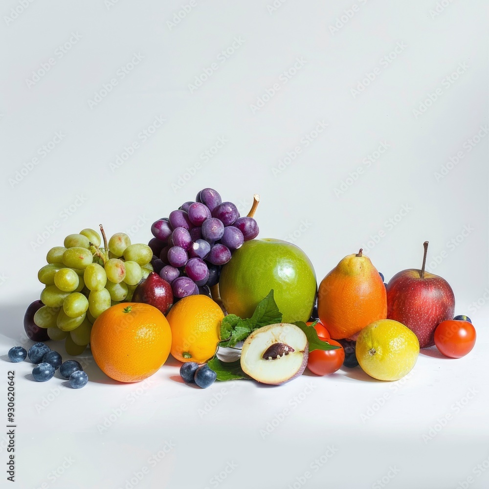 simple still life photo of fruit on white backgroun --style raw, generative ai simple still life photo of fruit on white backgroun --style raw, generative ai