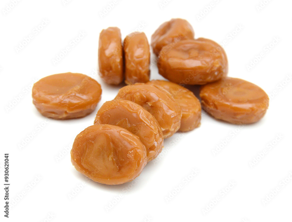 Caramel candies isolated on white background Caramel candies isolated on white background