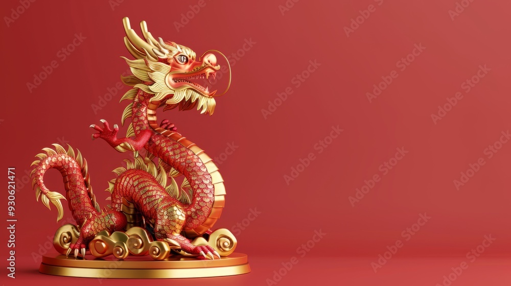 Chinese dragon 3D banner China festive illustration Chinese dragon 3D banner China festive illustration
