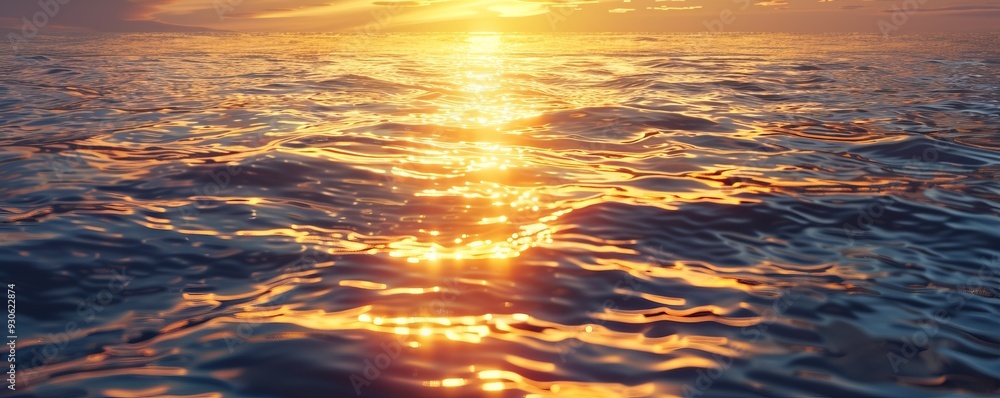 Glowing sunset reflecting off calm ocean waters, 4K hyperrealistic photo Glowing sunset reflecting off calm ocean waters, 4K hyperrealistic photo